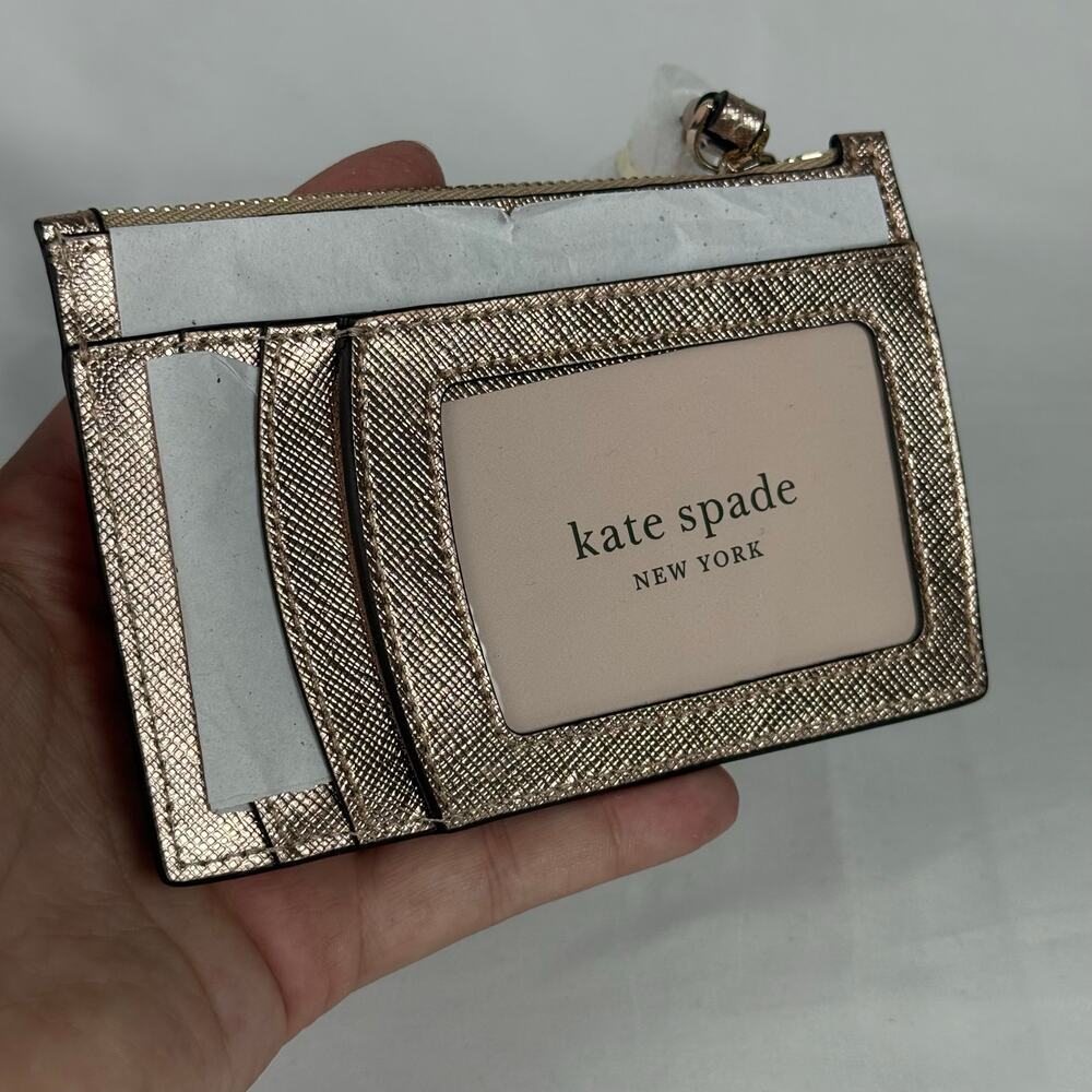 Kate Spade Metallic Rose Gold Cardholder Wristlet NWT Designer
